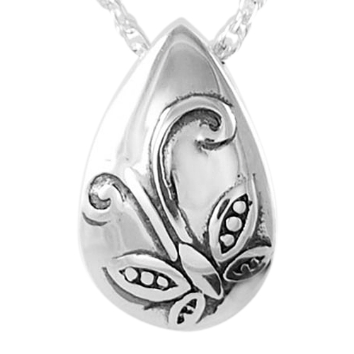Filigree Butterfly Tear Cremation Pendant